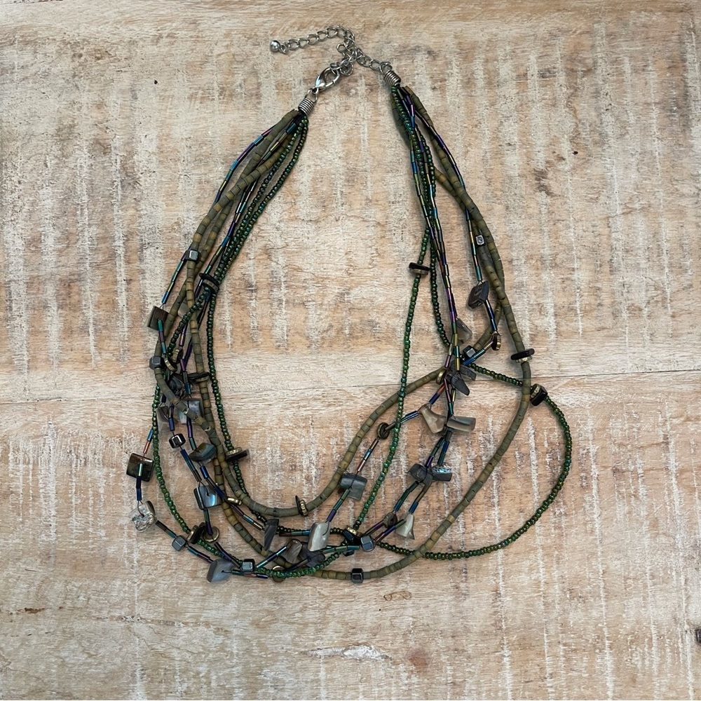 Anthropologie layered Green/Blue Necklace